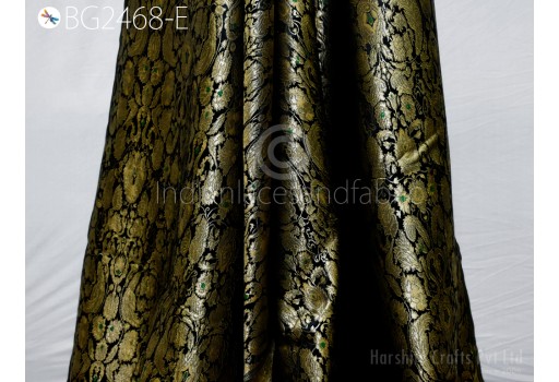 Costumes Material Heavy Black Banarasi Brocade By The Yard Fabric Wedding Dress Skirts Crafting Home Decor Cushion Covers Upholstery Clutches